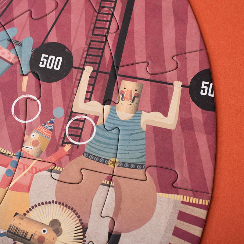 un rompecabezas redondo del circo